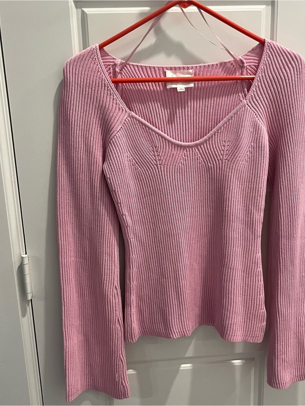 Line & Dot Soft Pink Ribbed Scoop-Neck Sweater
